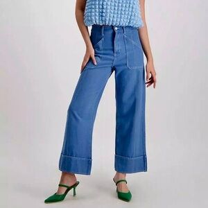Kashieca x Rhett Eala Wide-Leg High-Waisted Medium Wash Jeans